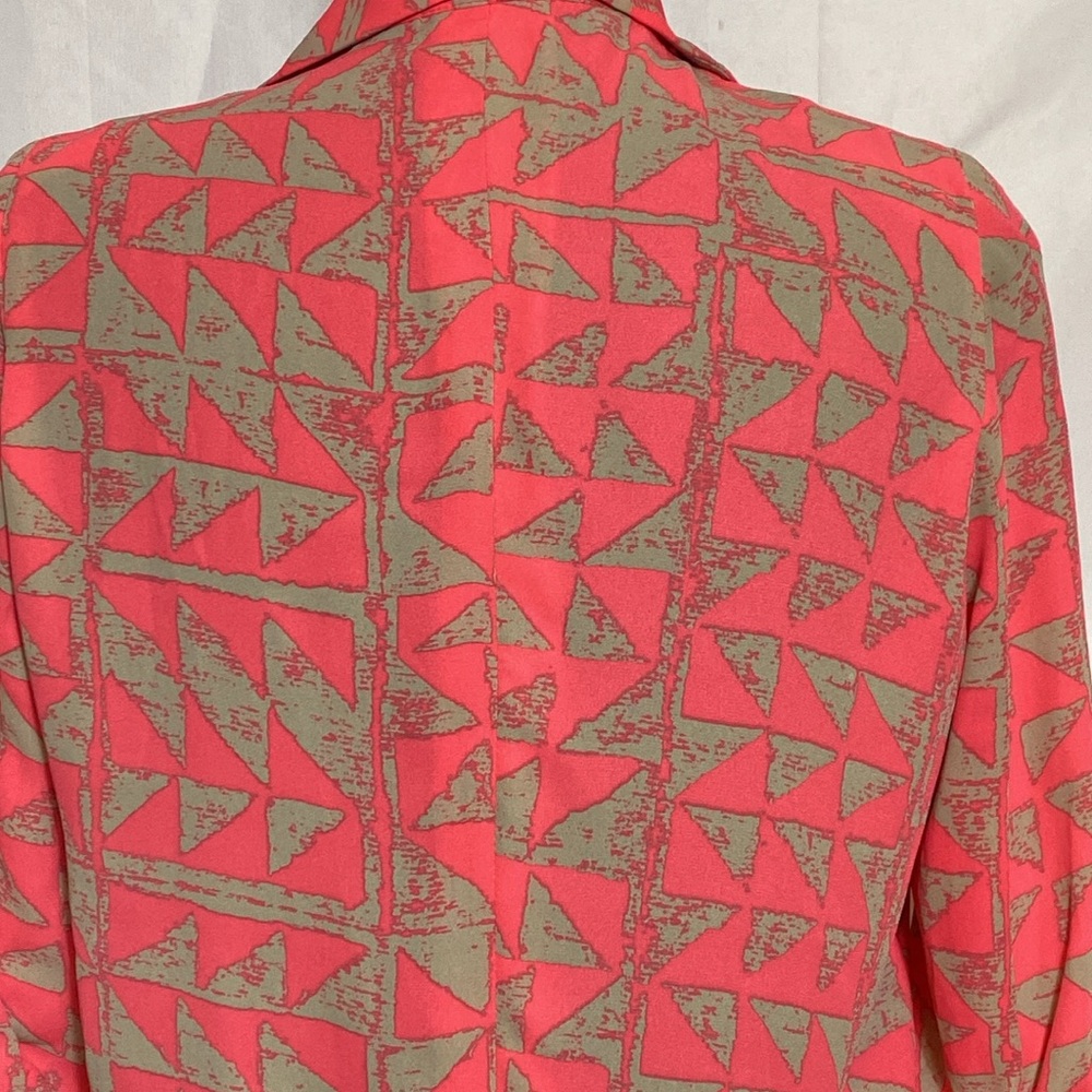 Retro Fuchsia Geometric Pattern Open Front Jacket S - Picture 5 of 9
